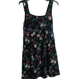 NWT Women's Old Navy Sleeveless Fit And Flare Mini Dress Size XS 0-2 Black Flor